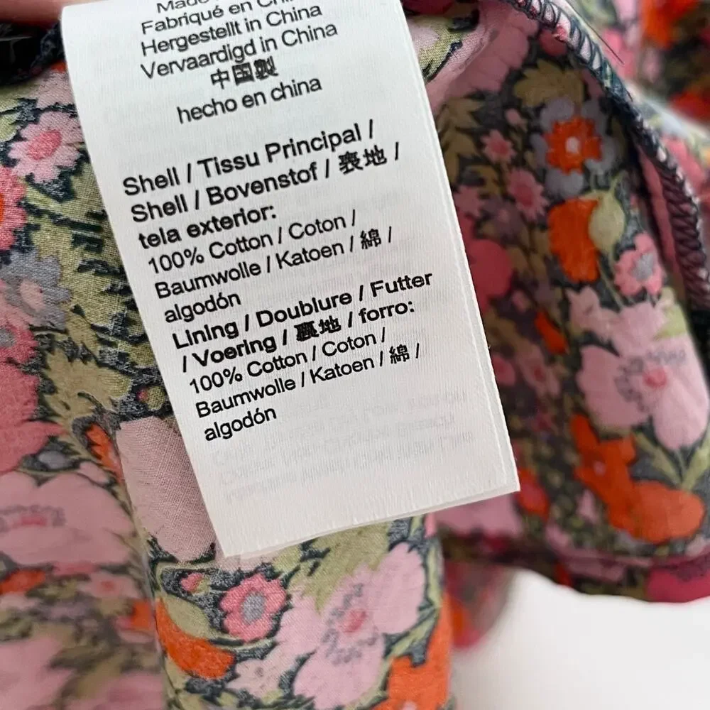 J.Crew Liberty Fabric Floral Mini Dress Size 4 Pink Cinched Waist Cottagecore